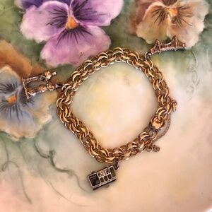 Vintage JB Jacoby 1/20 12KT G.F. Double link Sterling Charm Bracelet